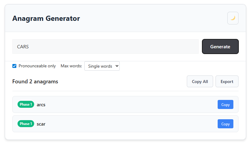 Anagram Generator Pro Updated interfaces after August 2, 2025 update